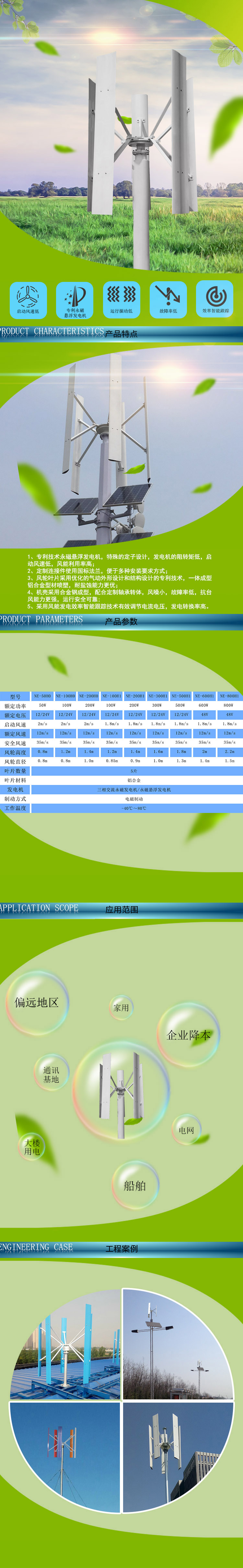 H1型垂直轴风力发电机